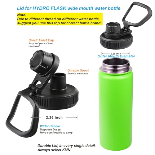 Spout Lid for Hydro Flask Wide Mouth Water Bottles - Black & Grey