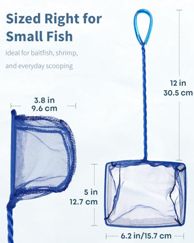 6 Inch Fish Net for Aquarium - Soft Nylon Mesh & Metal Handle