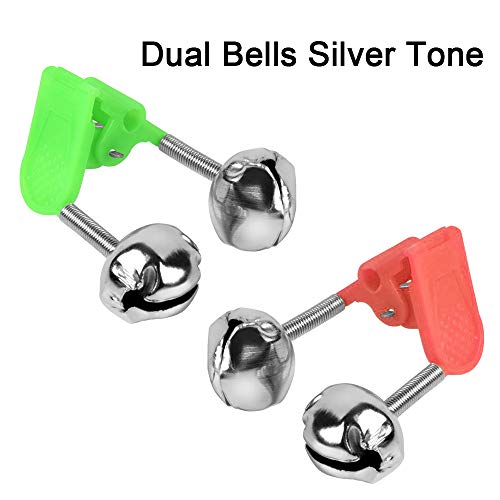 20 Pcs Fishing Rod Alarm Bells - Loud Dual Alert Clips in Red & Green