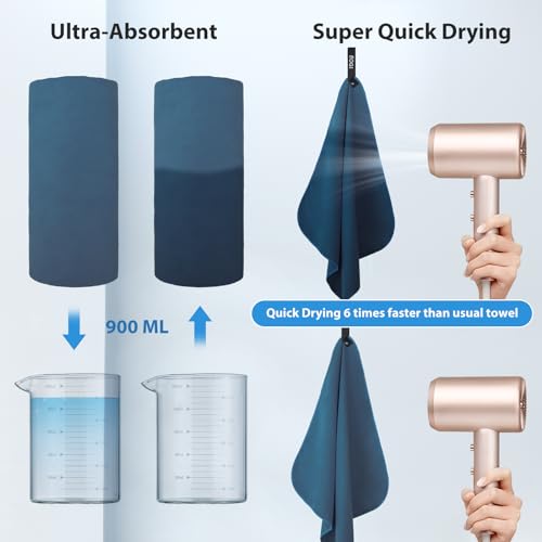 Microfiber Travel Towel - Quick Dry Lightweight Camping Towel - Navy Blue, M: 40"x20"