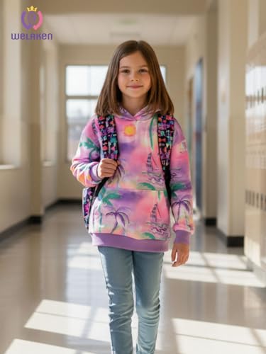 Girls' Pullover Hoodie Sweatshirt with Kangaroo Pocket - Tropical Dreamscape 5T