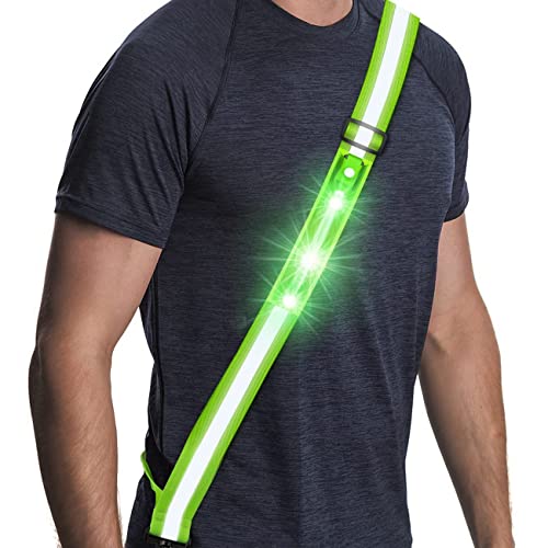 Rechargeable LED Reflective Sash - High Visibility Safety Gear for Night Walking, Running, Biking
