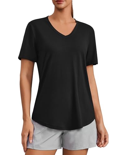 V Neck Workout Top for Women - Quick Dry, Lightweight, UPF 50+