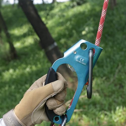 Erosados Hand Ascender for Outdoor Rock Climbing Ascender Strong Rappelling Gear for 8-13mm Rope Climbing Equipment for Tree Climbing Mountaineering Caving Adventures (Right Hand)