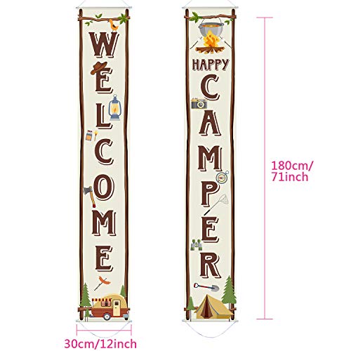 Camping Party Banner Set - Welcome & Happy Camper Banners for Outdoor Celebrations