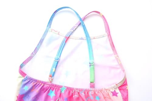 Girls' Adjustable Crossback One-Piece Swimsuit 9-10Y - Colorful Stars