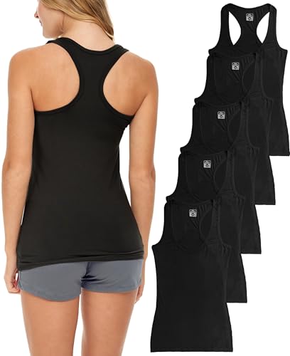 Large 5-Pack Black Women's Racerback Tank Tops - Comfortable & Versatile