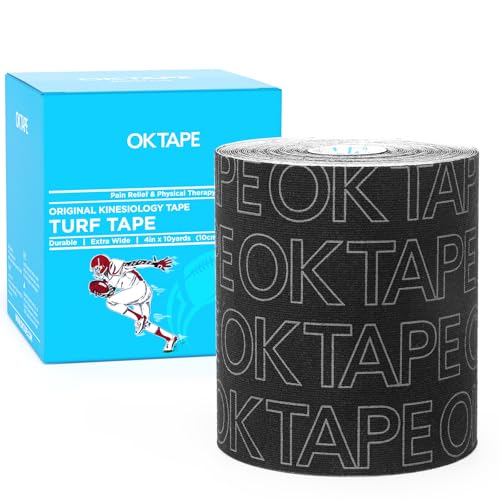 OK TAPE Turf Tape Football Uncut 10 Yards Black 4 Inch Wide Kinesiology Athletic Tape