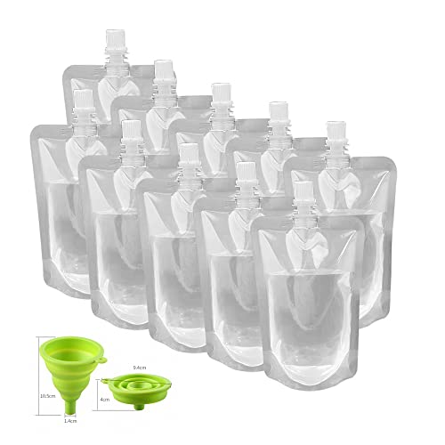 Collapsible Beverage Bags - Leakproof Reusable Water Carrier - 8oz, 10 Pack
