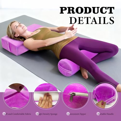 Yoga Bolster Pillow Set - Rectangular & Cylinder Supports for Meditation