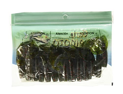 5" Single Tail Grub Soft Plastic Fishing Lure - Watermelon w/ Black & Red