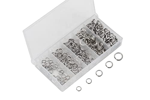 200PCS Stainless Steel Split Ring Lure Connectors with Pliers - 5-9mm