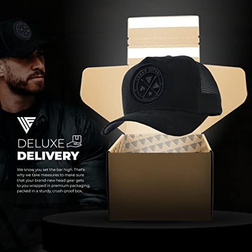Urban Effort Mesh Back Trucker Hat for Men and Women - Black/Black 5 Panel Snapback Cap