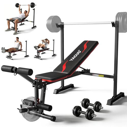Adjustable Weight Bench Set - 880LBS Capacity with Leg Extension - Black