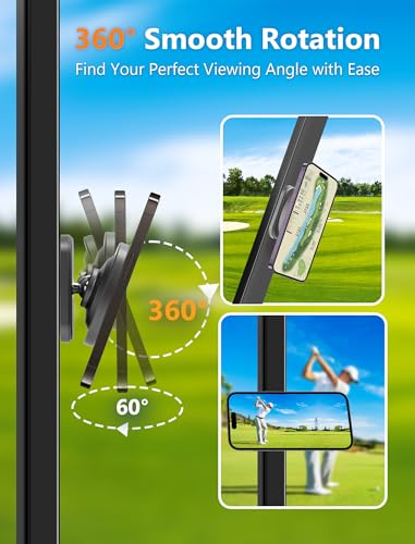 MAGOLFIN Black Aluminum Alloy Magnetic Golf Cart Phone Holder with MagSafe & N52 Magnets