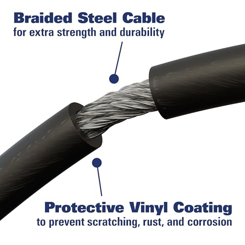 BRINKS 6 ft Outdoor Heavy Duty Bike Lock Cable 2 Pack, Thick, Anti Theft Self-Coiling Design, Resettable 4-Dial Combination, 5/8" Weather-Resistant Vinyl Coating for Bikes