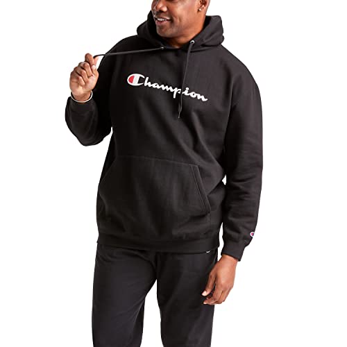 Champion Men's Black Pullover Hoodie Small Classic Script Logo