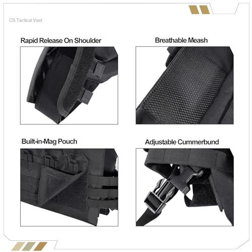 KUIEDIS Tactical Outdoor Vest - Adjustable Breathable Lightweight Paintball & Airsoft Gear