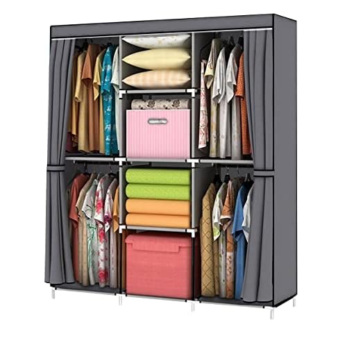 YOUUD Wardrobe Storage Closet Clothes Portable Wardrobe Storage Closet Portable Closet Organizer Portable Closets Wardrobe Closet Organizer Shelf Wardrobe Clothes Organizer Standing Closet Gray
