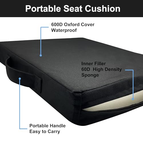 Portable Stadium Seat Cushions 2-Pack - Waterproof Black