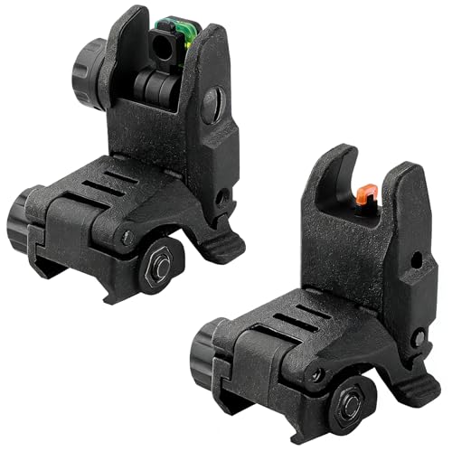DOPETANE Flip Up Fiber Optic Sights for Rifle - Red & Green Polymer Backup Sights