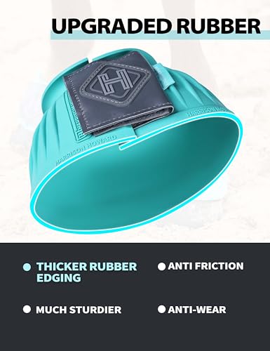 Rubber Bell Boots for Horses - Hoof Overreach Protection, X-Large Turquoise