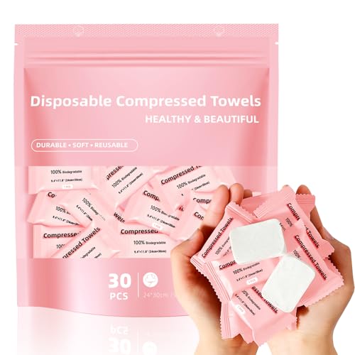 Compressed Disposable Face Towels - 30 Pack Portable Washcloths