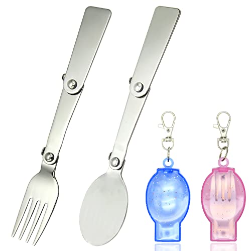 Portable Folding Fork and Spoon Set with Case - 2PCS Cutlery