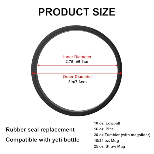 Rubber Seal Replacement Gaskets for Yeti Rambler 20 oz Tumbler - 6-Pack
