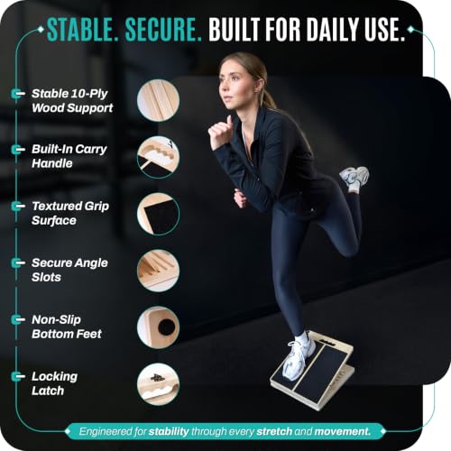 Adjustable Wood Slant Board for Calf Stretching & Mobility