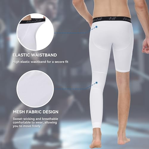Men's Full-Length Single Leg Compression Pants - White Left Long