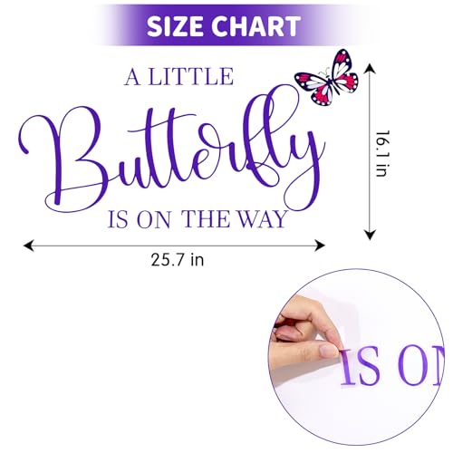 A Butterfly Is On The Way Sign for Backdrop, Baby Shower Large Adhesive Sign Decal Balloons Arch Backdrop Decorations for First Birthday