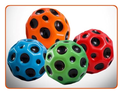 Kids Bouncy Space Balls Pack of 4 - High Bounce Indoor & Outdoor Toys