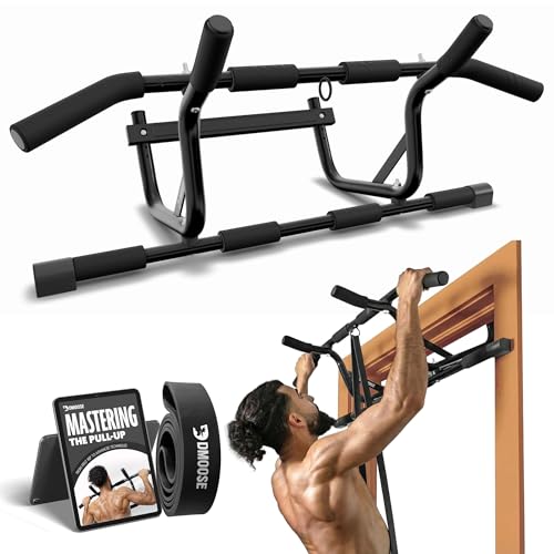 Pull Up Bar for Doorway - No Drill, Non-Slip Grips - Black