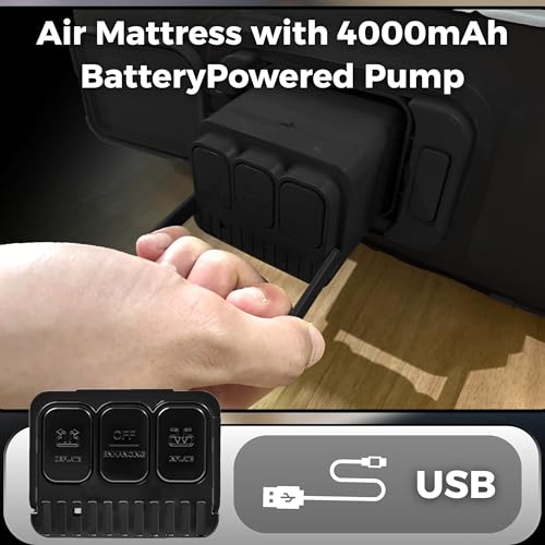 Portable Full Size Air Mattress with Built-in Pump, Leak-Proof PVC, 650lbs Capacity