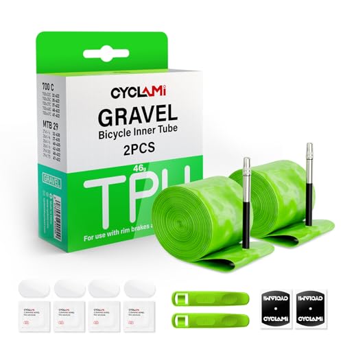 CYCLAMI 2-Pack 700C x 32C-47C TPU Inner Tube with 45mm Presta Valve for Gravel & MTB Bikes