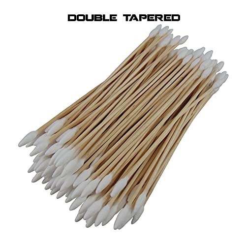6 Inch Double Tapered Tip Cotton Swabs - 100 Pack for Gun Cleaning