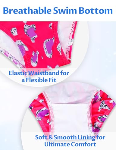 Girls 2 Piece Bathing Suit with Briefs - UPF 50+ Sun Protection, 3-4T Rose Purple