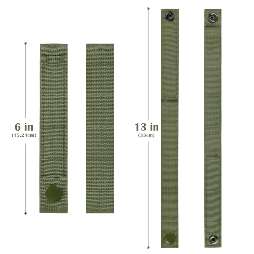 Army Green 4-Pack 6-Inch Molle Straps with Snaps for Tactical Gear, Heavy Duty Webbing Attachments