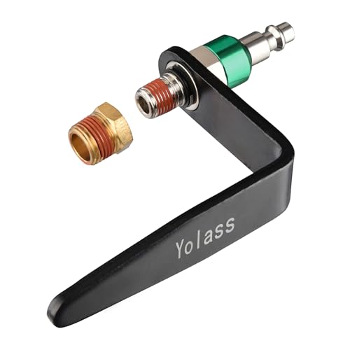 Yolass Pneumatic tool hook,1/4"NPT and 360¡Æ Rotatable L Air Rafter Hooks are Lightweight,Quick and Easy to Install for Air Blow Guns,Pneumatic Nail Guns,with Brass Joints,1-Piece