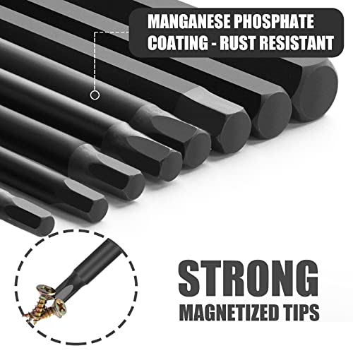 10 Piece Hex Head Allen Wrench Drill Bit Set, 1/4 Inch Hex Shank Metric Sizes 1.5mm to 8mm S2 Steel Allen Power Bit Set, Magnetic Tips 3 Inch Long