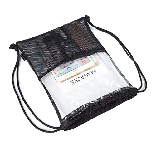 Black Clear Drawstring Backpack - Stadium Approved Gym & Concert Bag