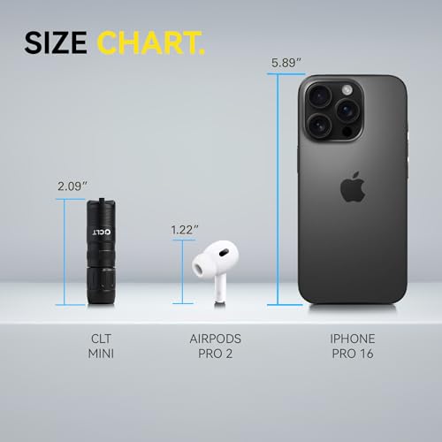 CLT Mini EDC Rechargeable Flashlight Magnetic Keychain, Snap on/off, 105 Lumen, Portable and Compact LED Keychain Flashlights - Durable Built-in Battery Ideal for Everyday Carry - Black