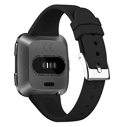Slim Silicone Bands for Fitbit Versa 2 - 3 Pack Large, Black/Gray/White