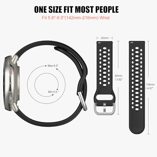 20mm Silicone Replacement Strap for Amazfit Active 2 - Black