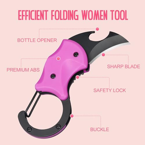 Small Pink Pocket Knife for Women - Keychain EDC Tool