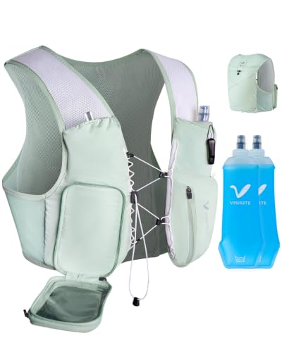 Visisite Green Hydration Running Vest Backpack with Phone Holder for Men Women