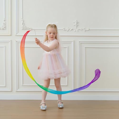 Rainbow Dance Ribbons - 100% Silk Streamers for Kids - 1-Pack