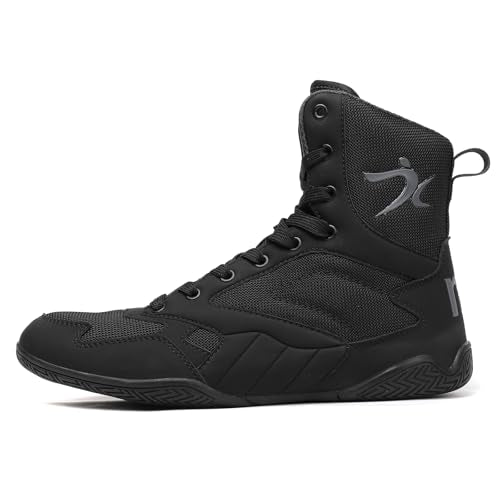 Mavonexa Men's Wrestling Shoes Black, High Top Non-Slip Training Sneakers - Size 10