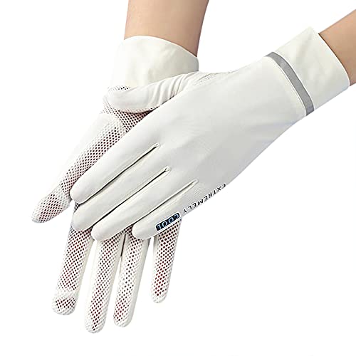 UV Protection Fingerless Gloves for Women - White Mesh